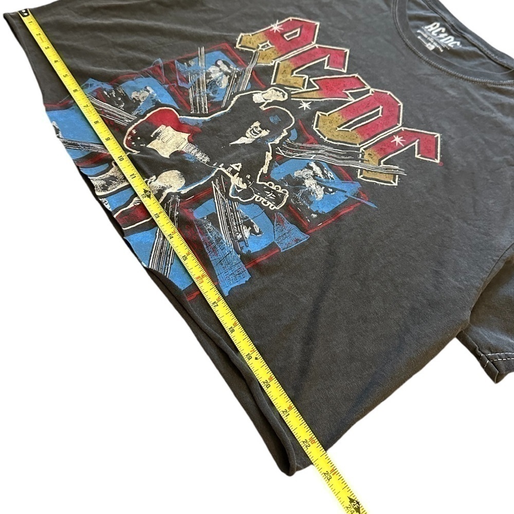 AC/DC Blow Up Your Video Graphic Tee Cropped Rolled Hem Retro Gray Size M/L - Picture 11 of 12